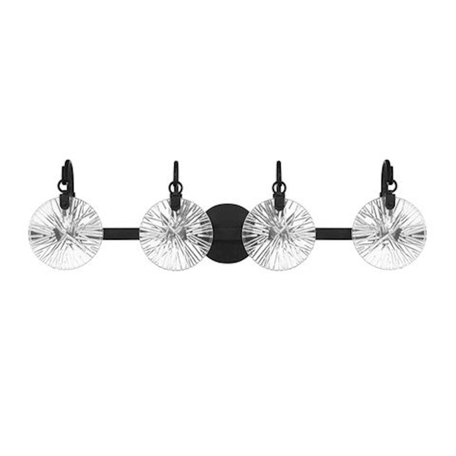 4 Light Bathroom Vanity Light, Matte Black