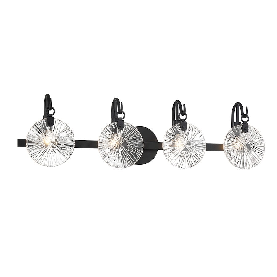 4 Light Bathroom Vanity Light, Matte Black