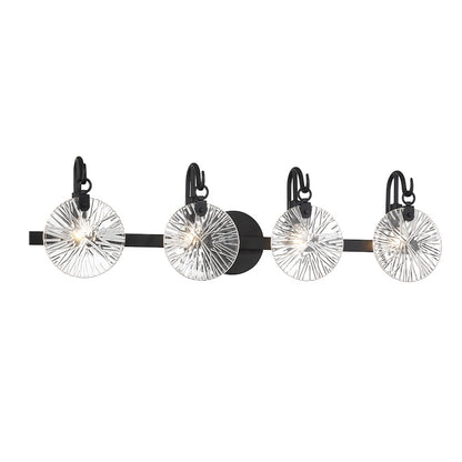 4 Light Bathroom Vanity Light, Matte Black