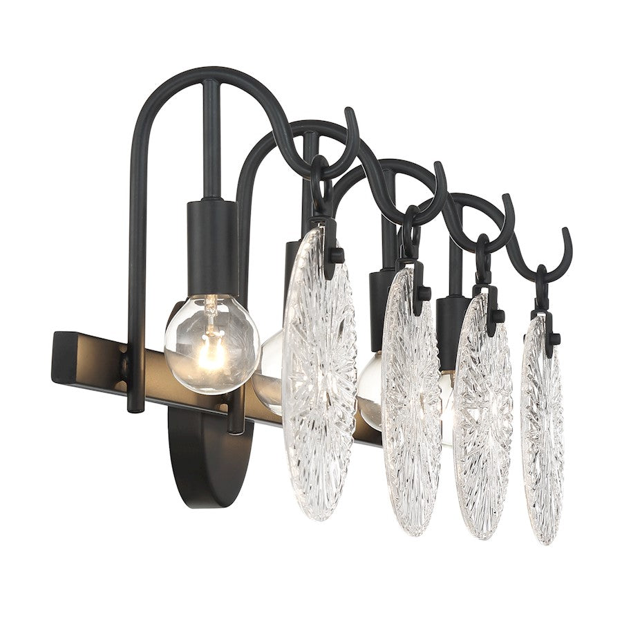 4 Light Bathroom Vanity Light, Matte Black
