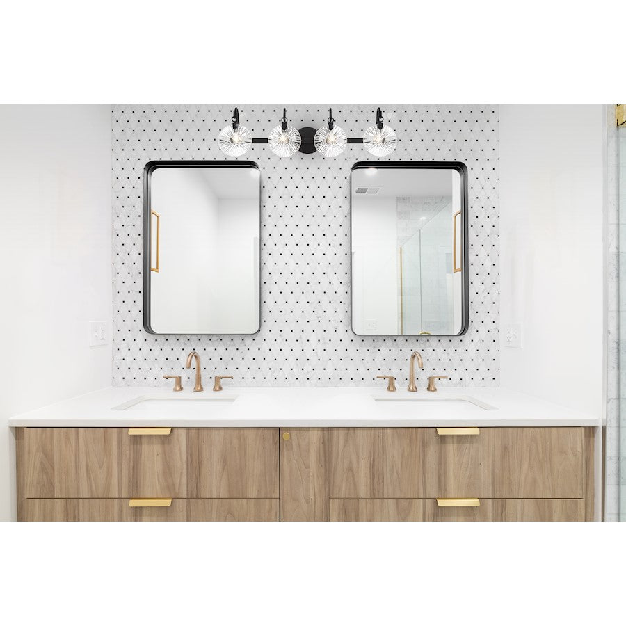 4 Light Bathroom Vanity Light, Matte Black