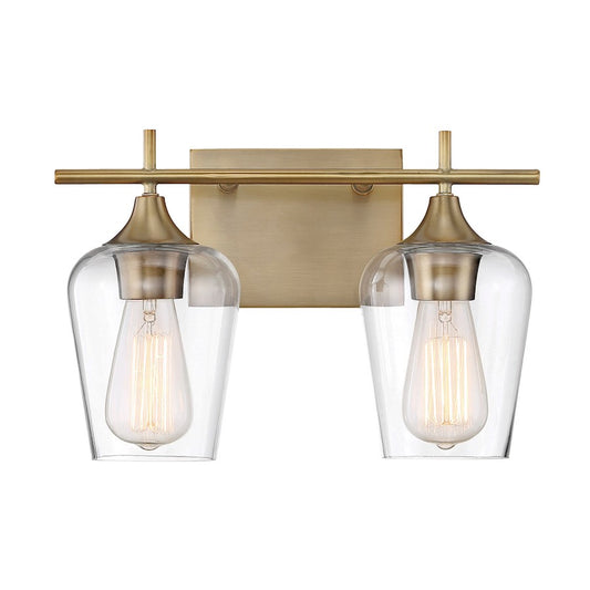 2 Light Bathroom Vanity Light, Warm Brass