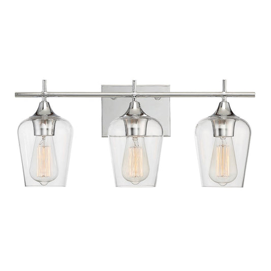 3 Light Bathroom Vanity Light, Polished Chrome