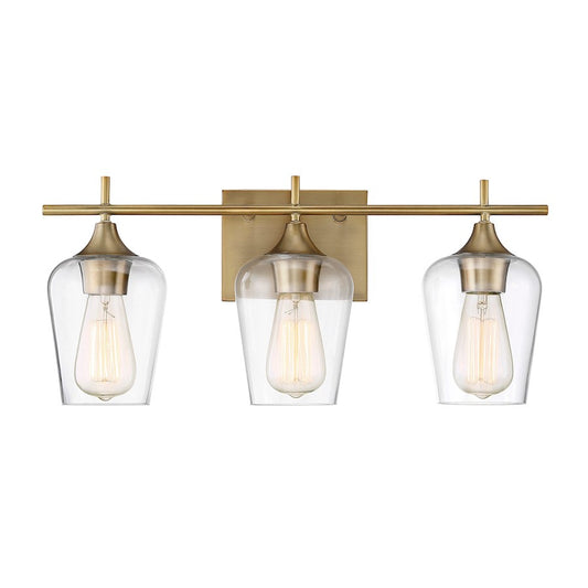 3 Light Bathroom Vanity Light, Warm Brass