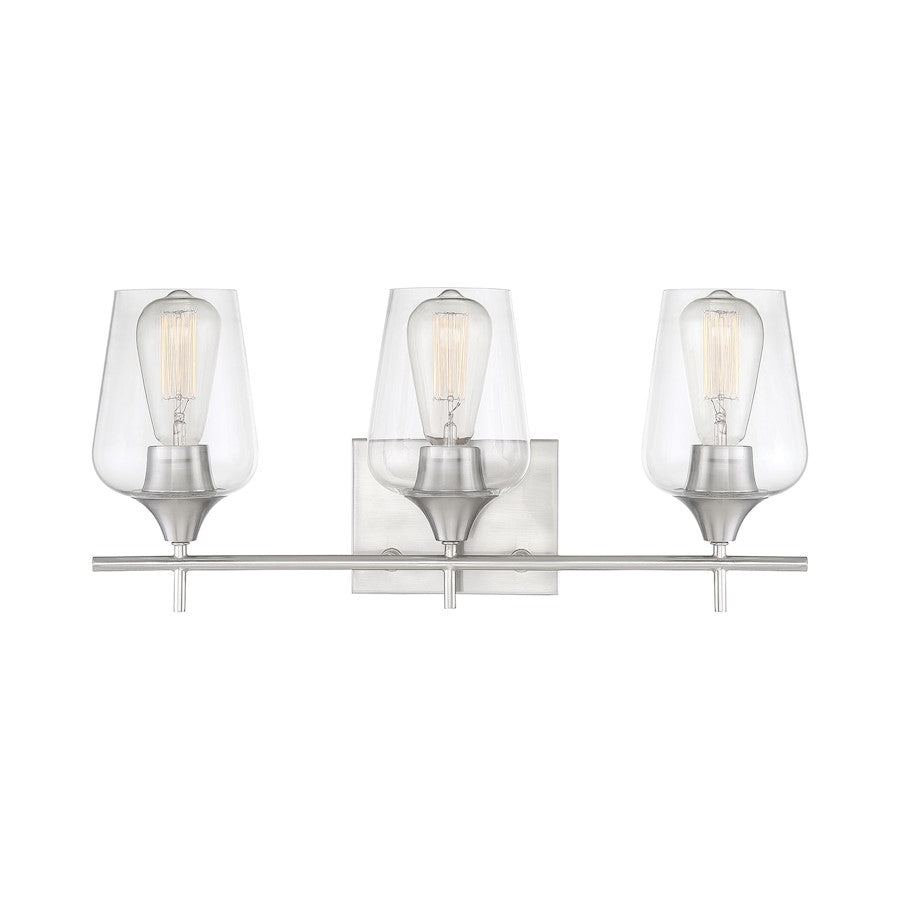 3 Light Bathroom Vanity Light, Satin Nickel