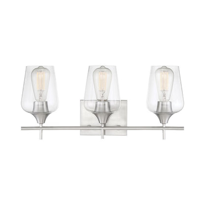 3 Light Bathroom Vanity Light, Satin Nickel