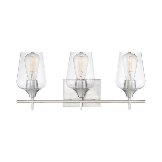 3 Light Bathroom Vanity Light, Satin Nickel