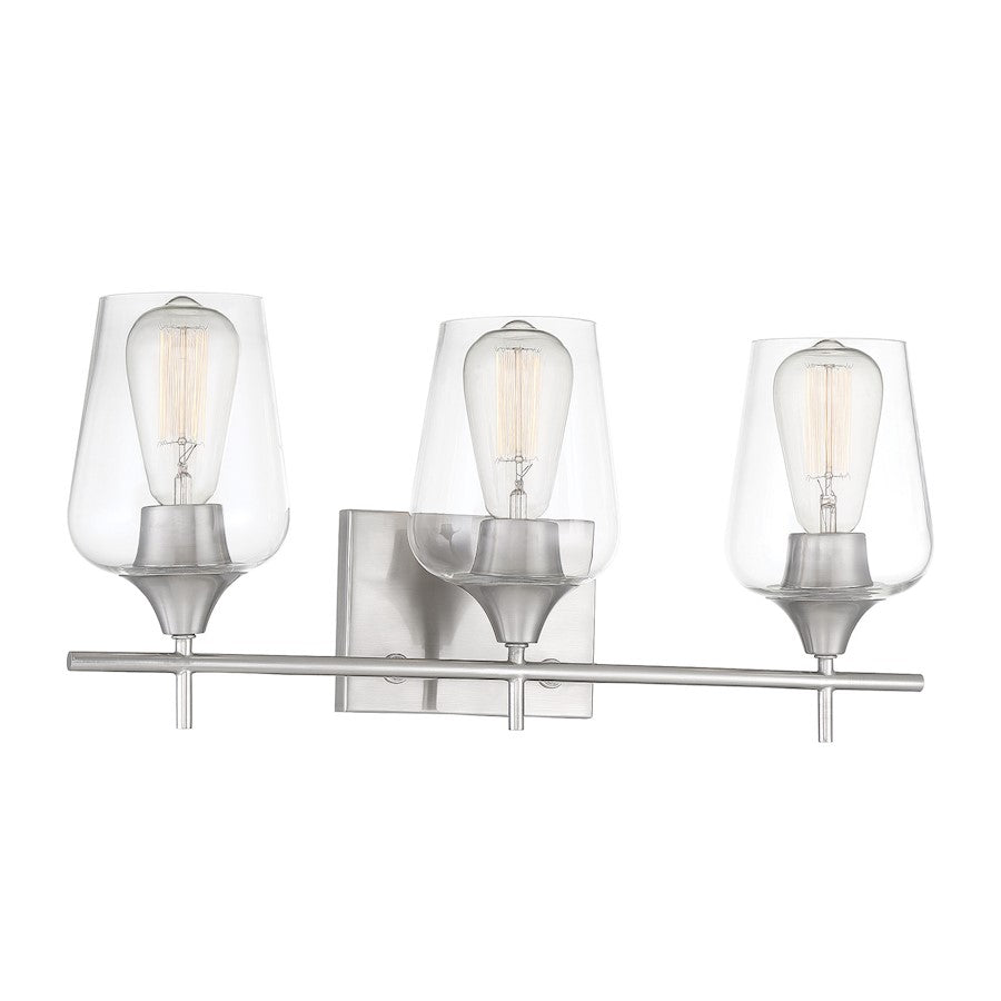 3 Light Bathroom Vanity Light, Satin Nickel