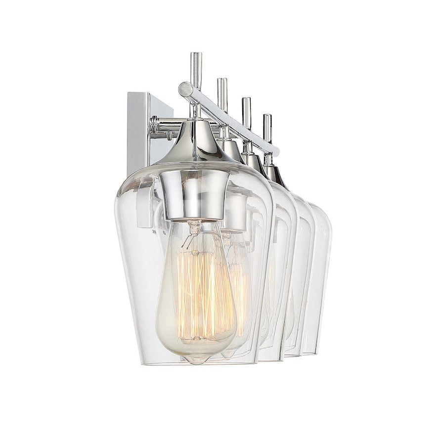 4 Light Bathroom Vanity Light, Polished Chrome