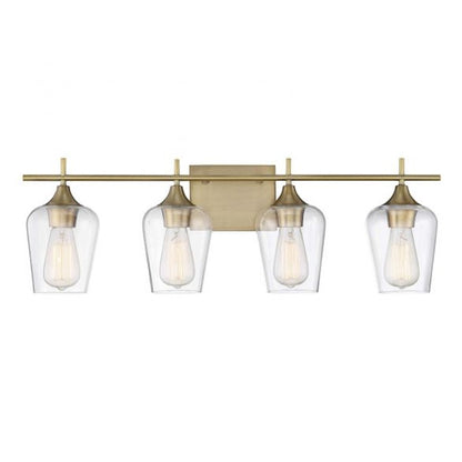 4 Light Bathroom Vanity Light, Warm Brass