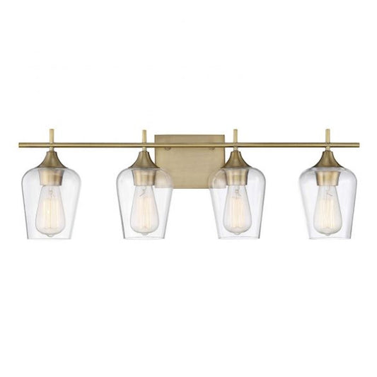 4 Light Bathroom Vanity Light, Warm Brass