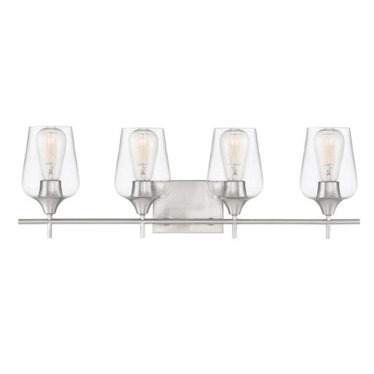 4 Light Bathroom Vanity Light, Satin Nickel