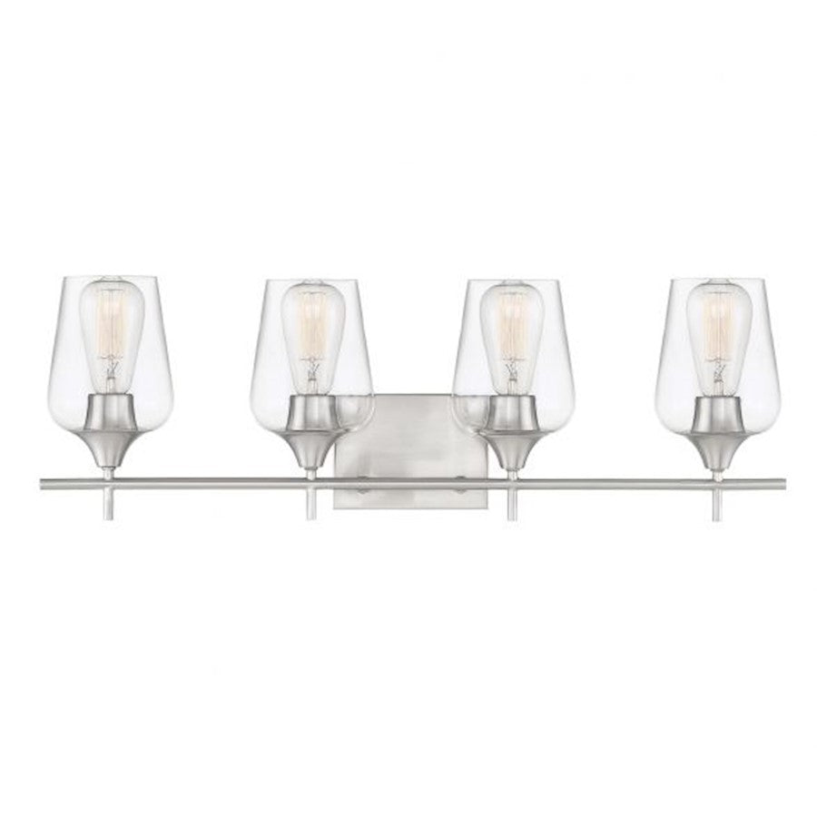 4 Light Bathroom Vanity Light, Satin Nickel
