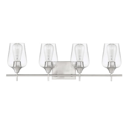 4 Light Bathroom Vanity Light, Satin Nickel