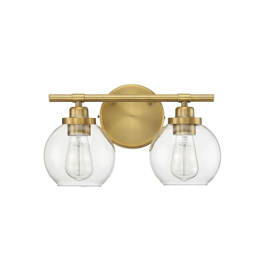 2 Light Bathroom Vanity Light, Warm Brass