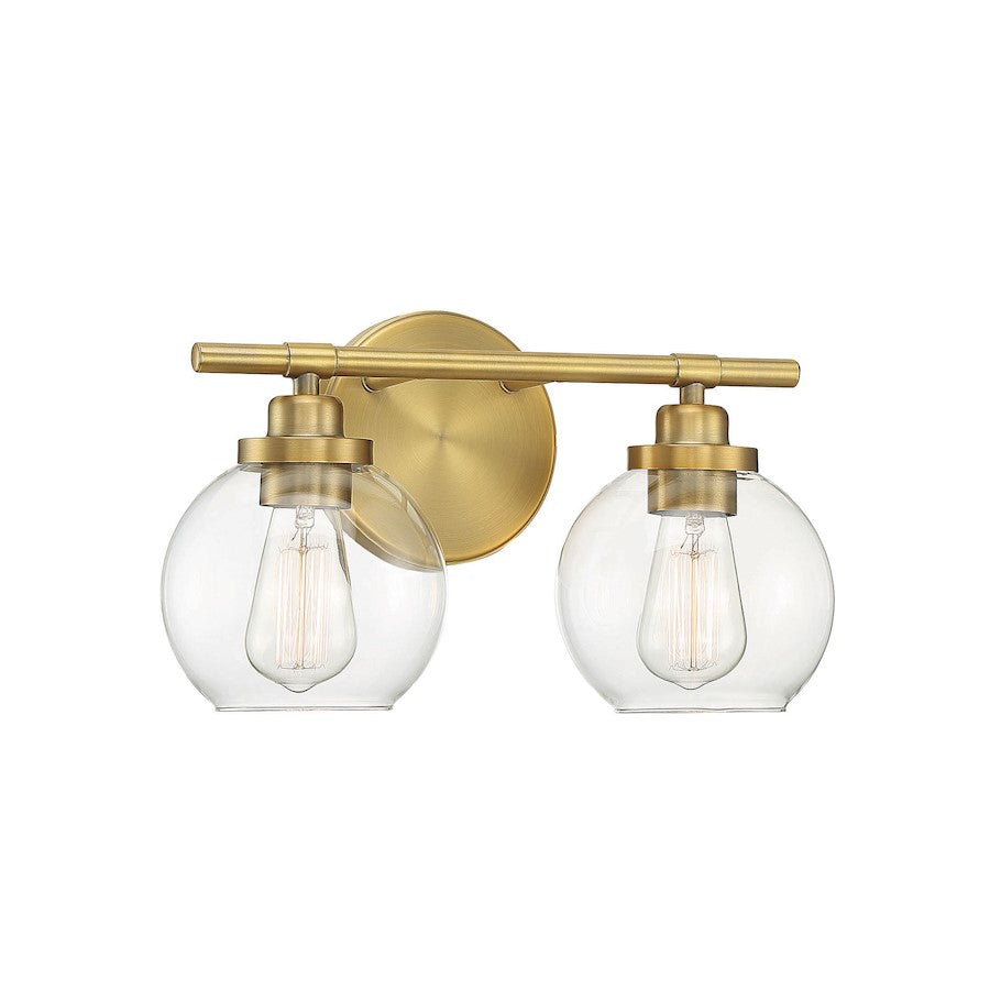 2 Light Bathroom Vanity Light, Warm Brass