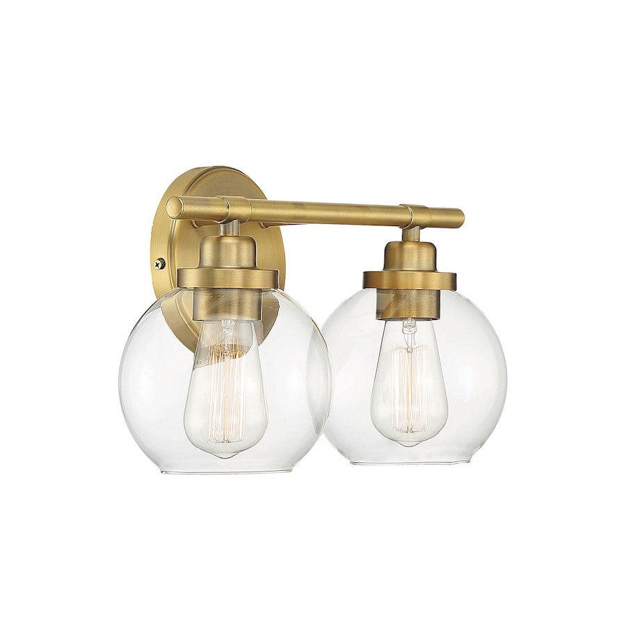 2 Light Bathroom Vanity Light, Warm Brass