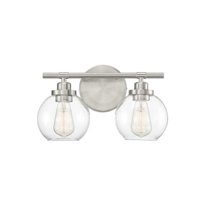 2 Light Bathroom Vanity Light, Satin Nickel