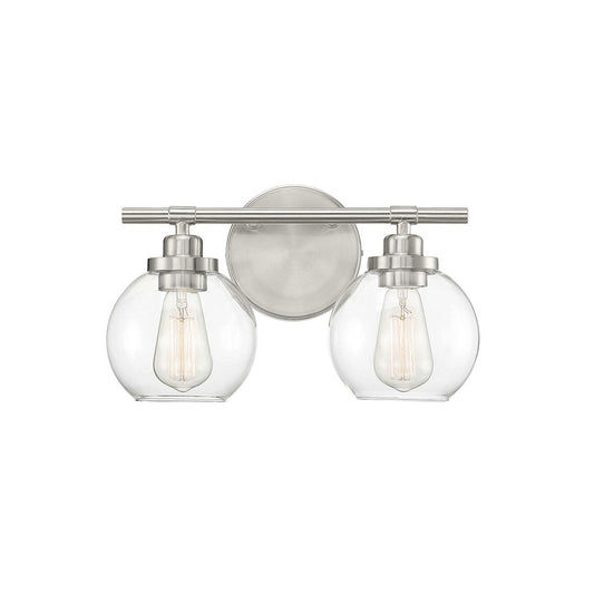 2 Light Bathroom Vanity Light, Satin Nickel