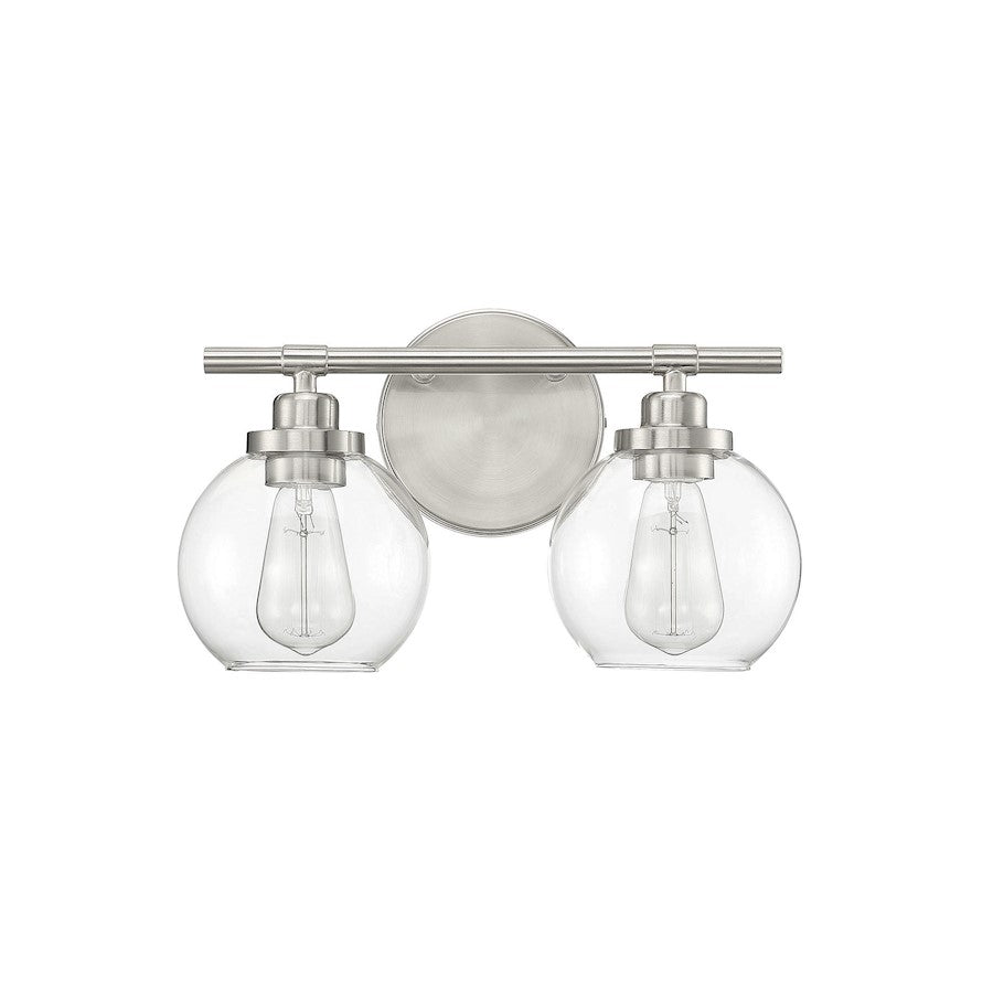 Carson 2-Light Bathroom Vanity Light, Satin Nickel