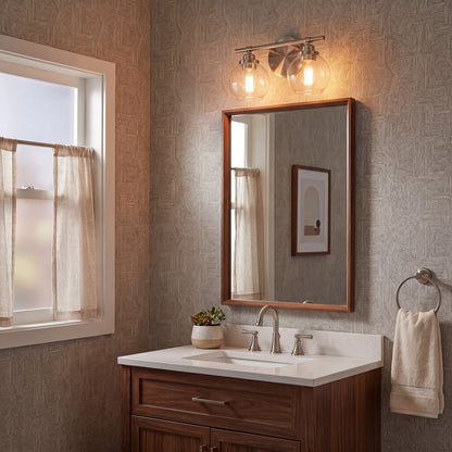 2 Light Bathroom Vanity Light, Satin Nickel