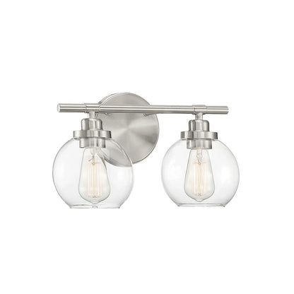 Carson 2-Light Bathroom Vanity Light, Satin Nickel