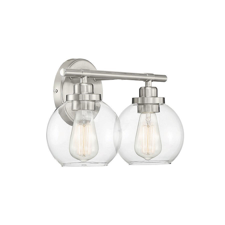 Carson 2-Light Bathroom Vanity Light, Satin Nickel