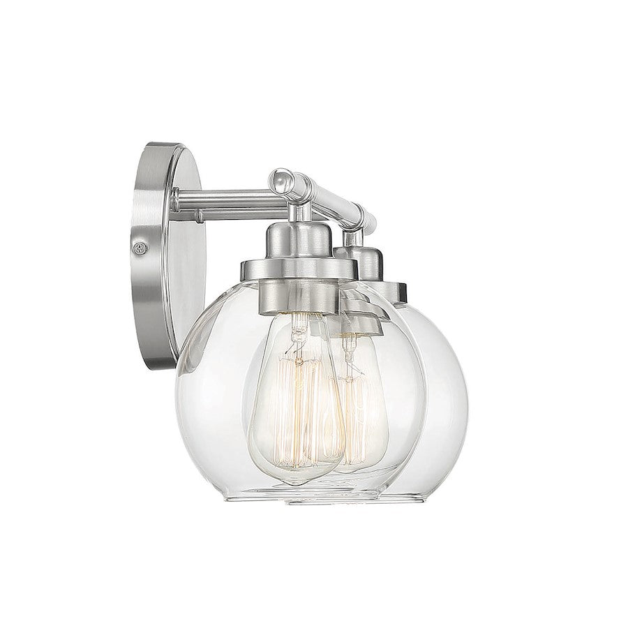 2 Light Bathroom Vanity Light, Satin Nickel