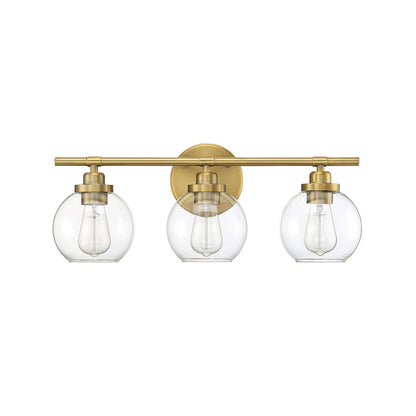 3 Light Bathroom Vanity Light, Warm Brass