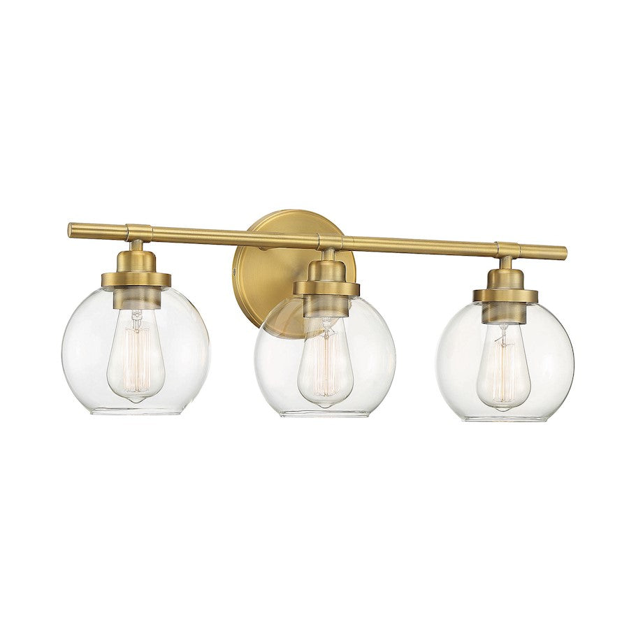 3 Light Bathroom Vanity Light, Warm Brass