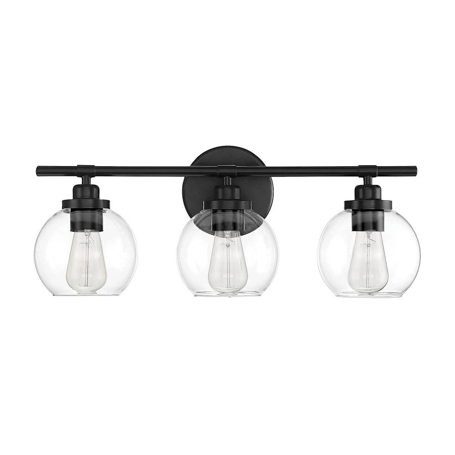 3 Light Bathroom Vanity Light, Matte Black