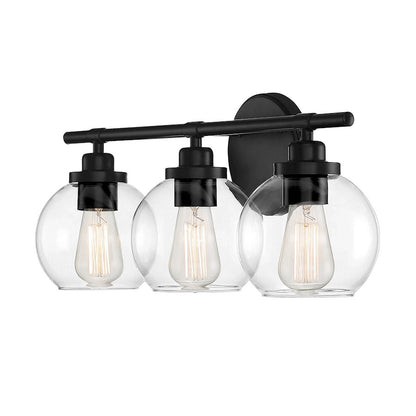 Carson 3-Light Bathroom Vanity Light, Matte Black