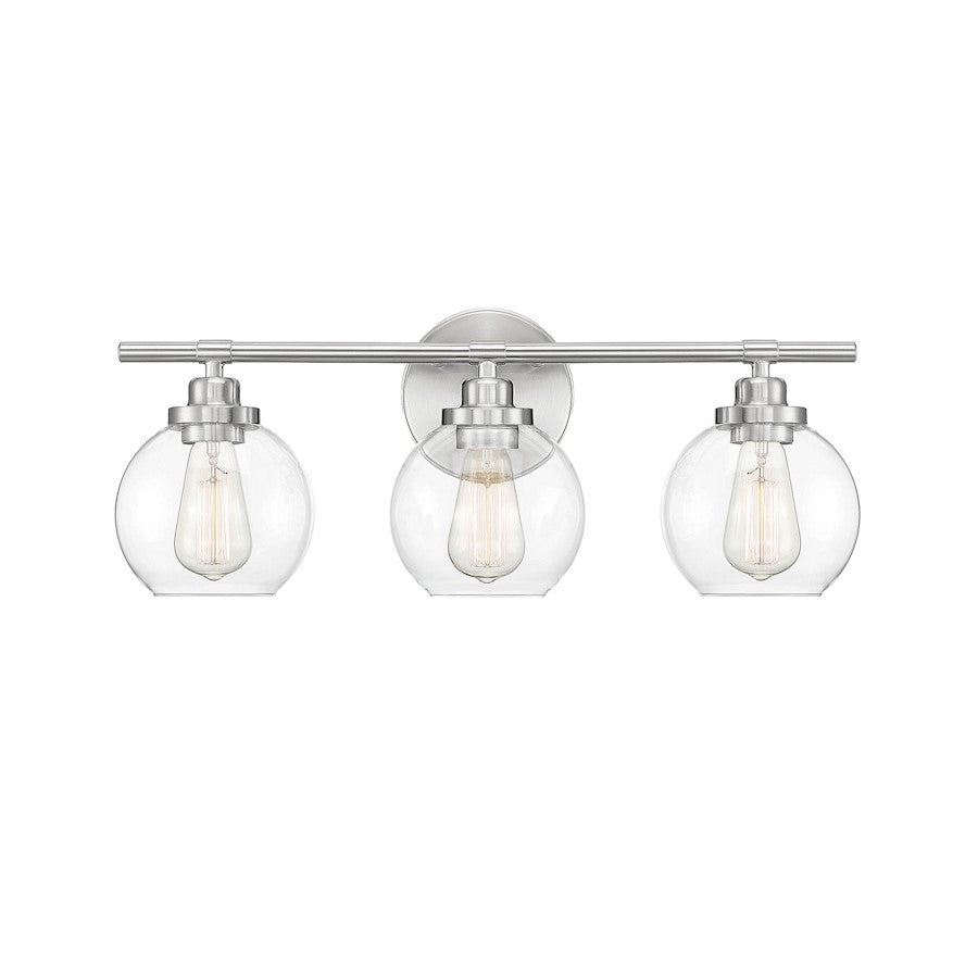 3 Light Bathroom Vanity Light, Satin Nickel
