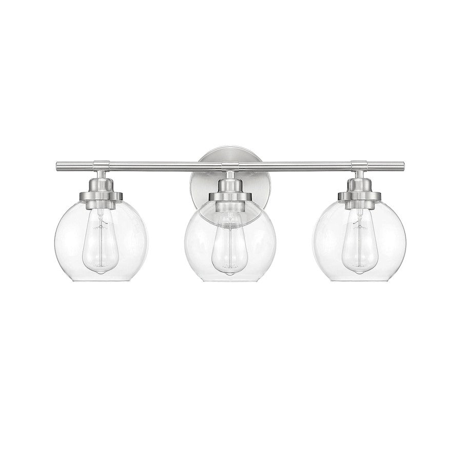 Carson 3-Light Bathroom Vanity Light, Satin Nickel