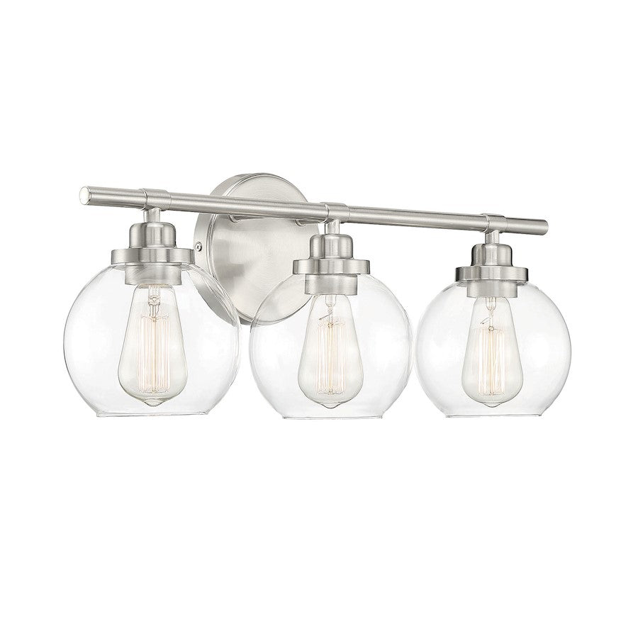 Carson 3-Light Bathroom Vanity Light, Satin Nickel