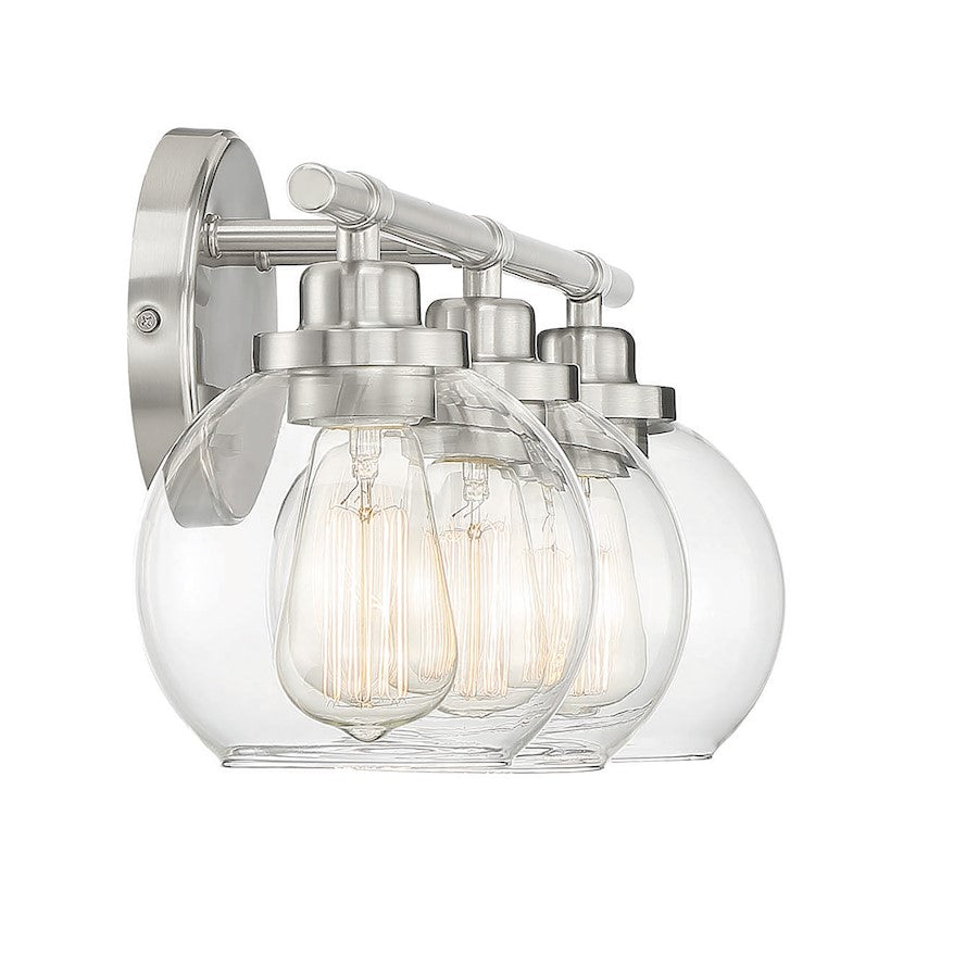 3 Light Bathroom Vanity Light, Satin Nickel
