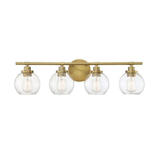 4 Light Bathroom Vanity Light, Warm Brass