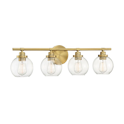 4 Light Bathroom Vanity Light, Warm Brass