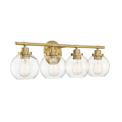 4 Light Bathroom Vanity Light, Warm Brass