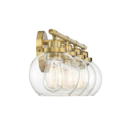 4 Light Bathroom Vanity Light, Warm Brass