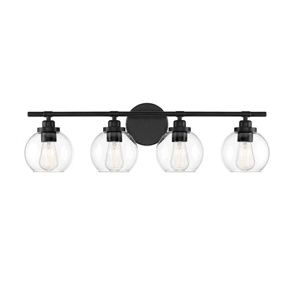 4 Light Bathroom Vanity Light, Matte Black