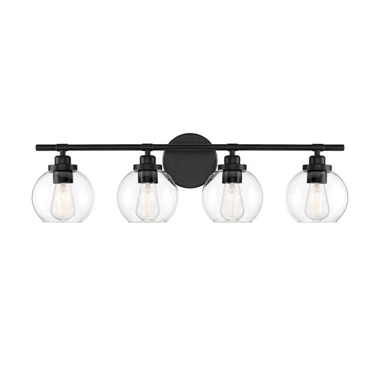 4 Light Bathroom Vanity Light, Matte Black