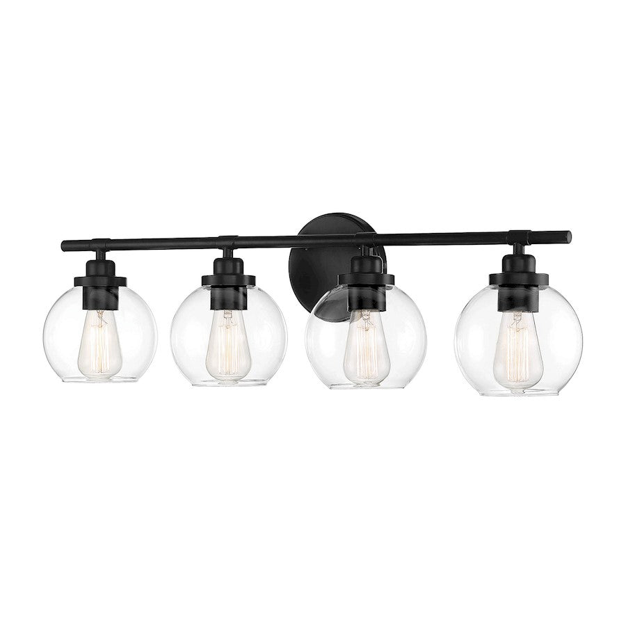 4 Light Bathroom Vanity Light, Matte Black