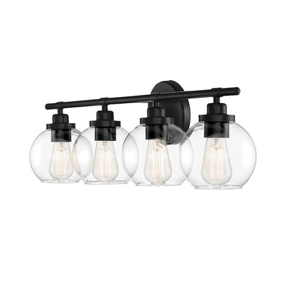 4 Light Bathroom Vanity Light, Matte Black