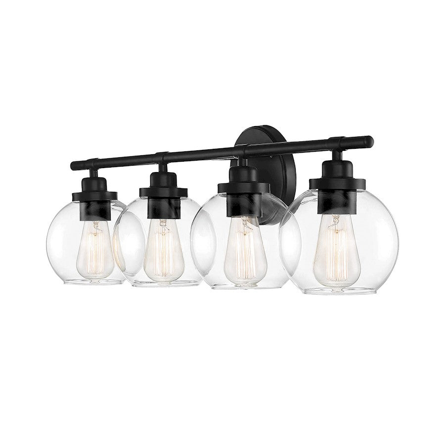 4 Light Bathroom Vanity Light, Matte Black
