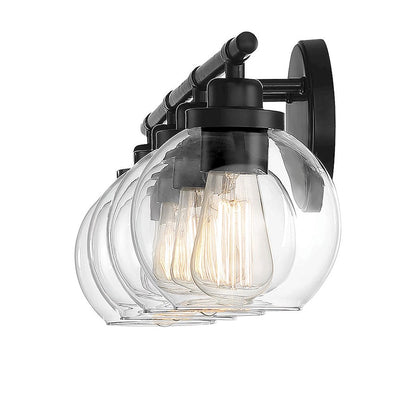 4 Light Bathroom Vanity Light, Matte Black