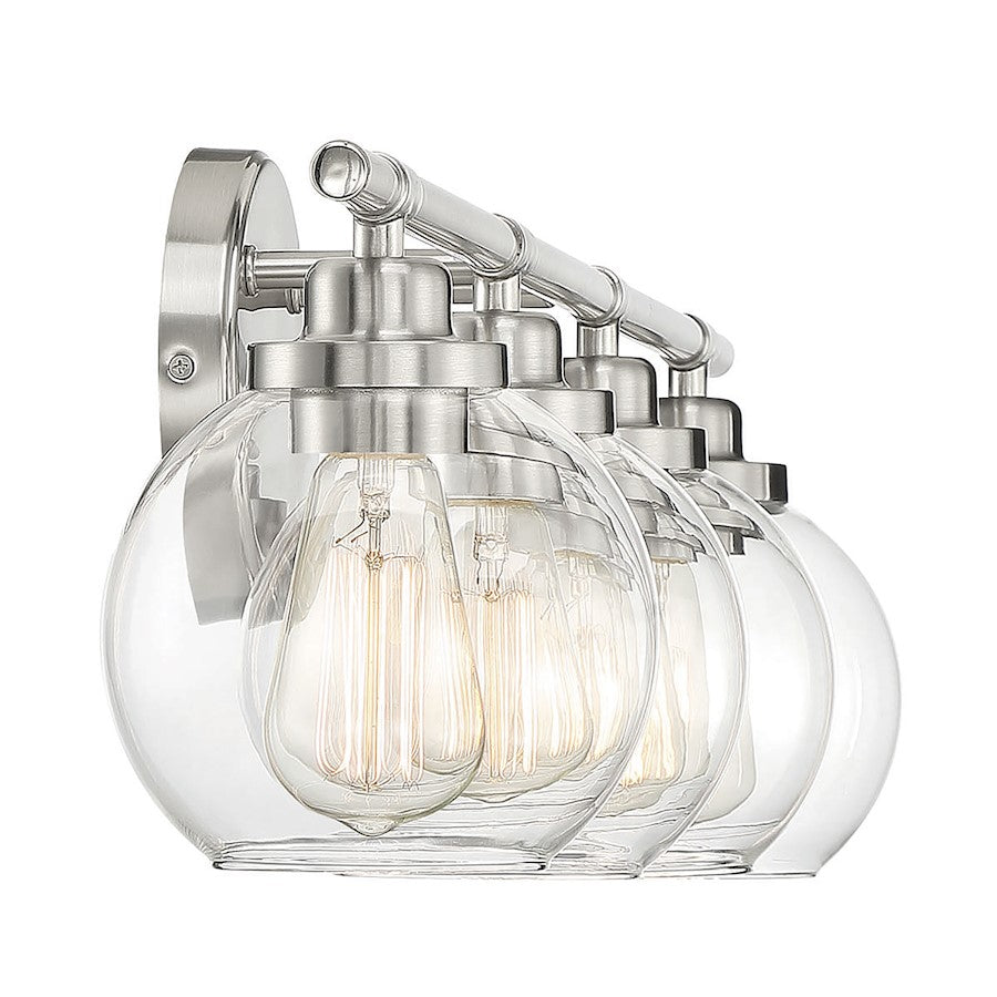 4 Light Bathroom Vanity Light, Satin Nickel