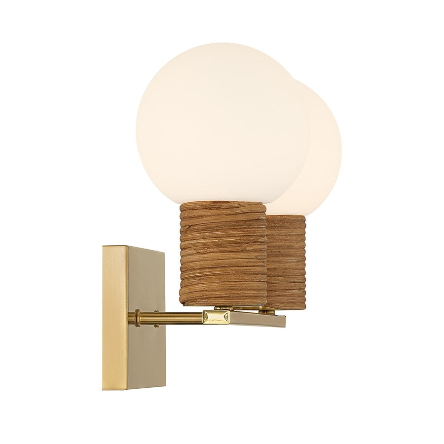 Savoy House Jarrell 2 Lt Bath Sconce, White, Warm Brass