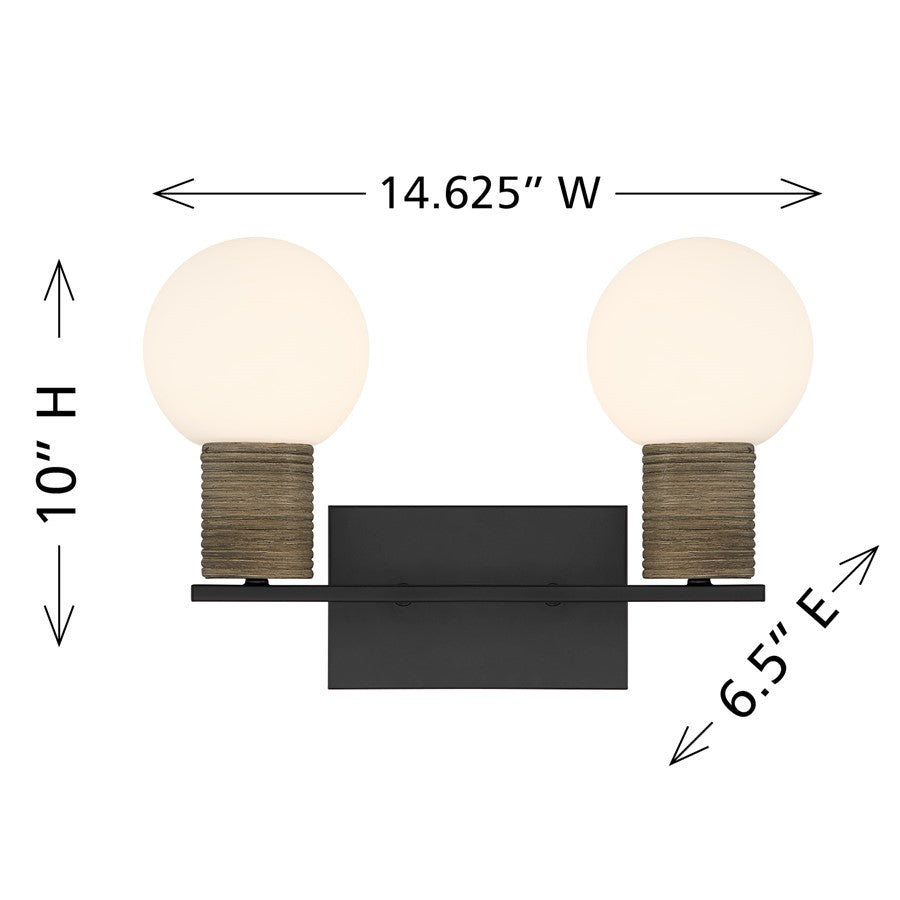 Savoy House Jarrell 2 Lt Bath Sconce, White, Matte Black