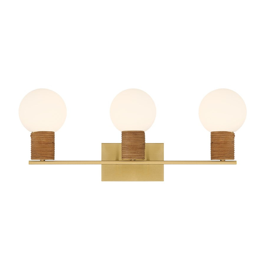 Savoy House Jarrell 3 Lt Bath Sconce, White, Warm Brass